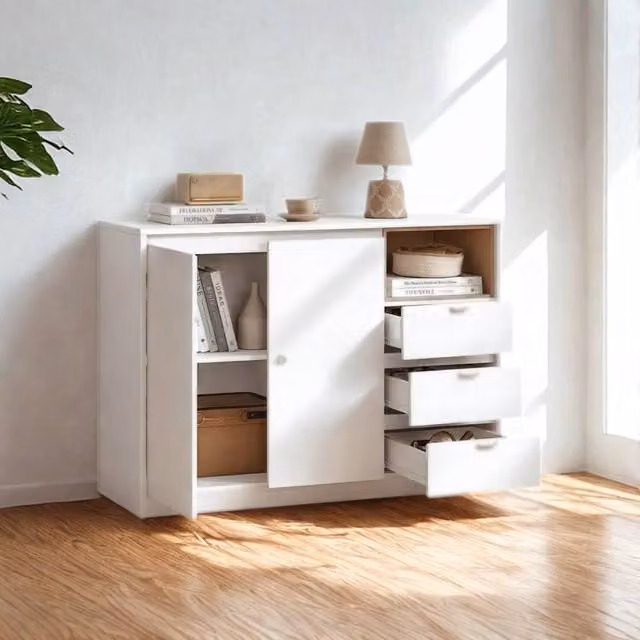 Pirlo Plush Modern Sideboard Buffet Cabinet in White Matt