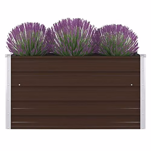 vidaXL Raised Garden Bed in Brown Galvanised Steel, W/D/H: 100 x 100 x 45 cm
