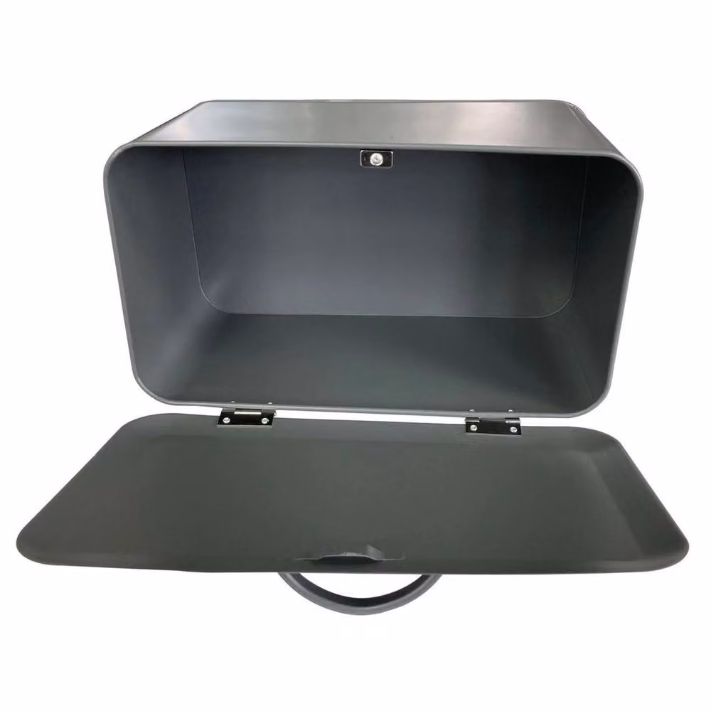 FLAVORA Grey Metal Open Front Bread Bin and Loaf Storage Box – 3
