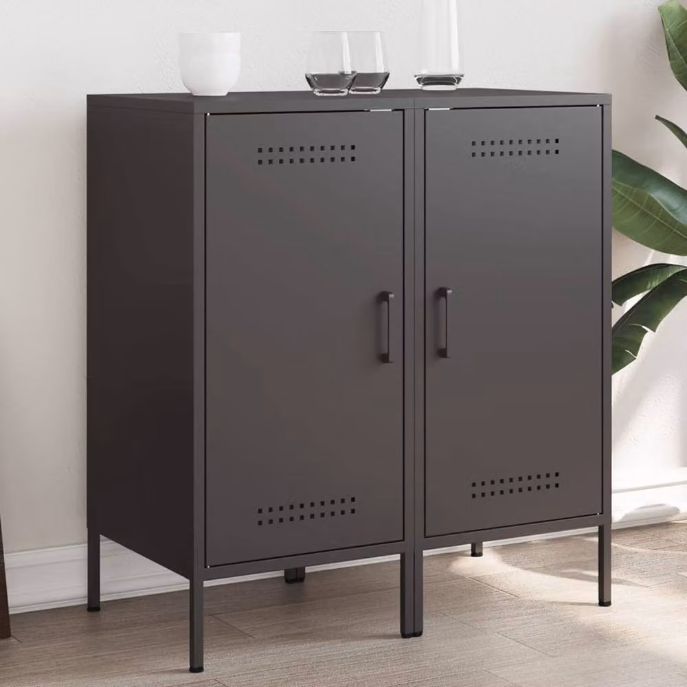 Berkfield Home Set of 2 Industrial Black Steel Sideboards, W/D/H: 36 x 39 x 79 cm – 2