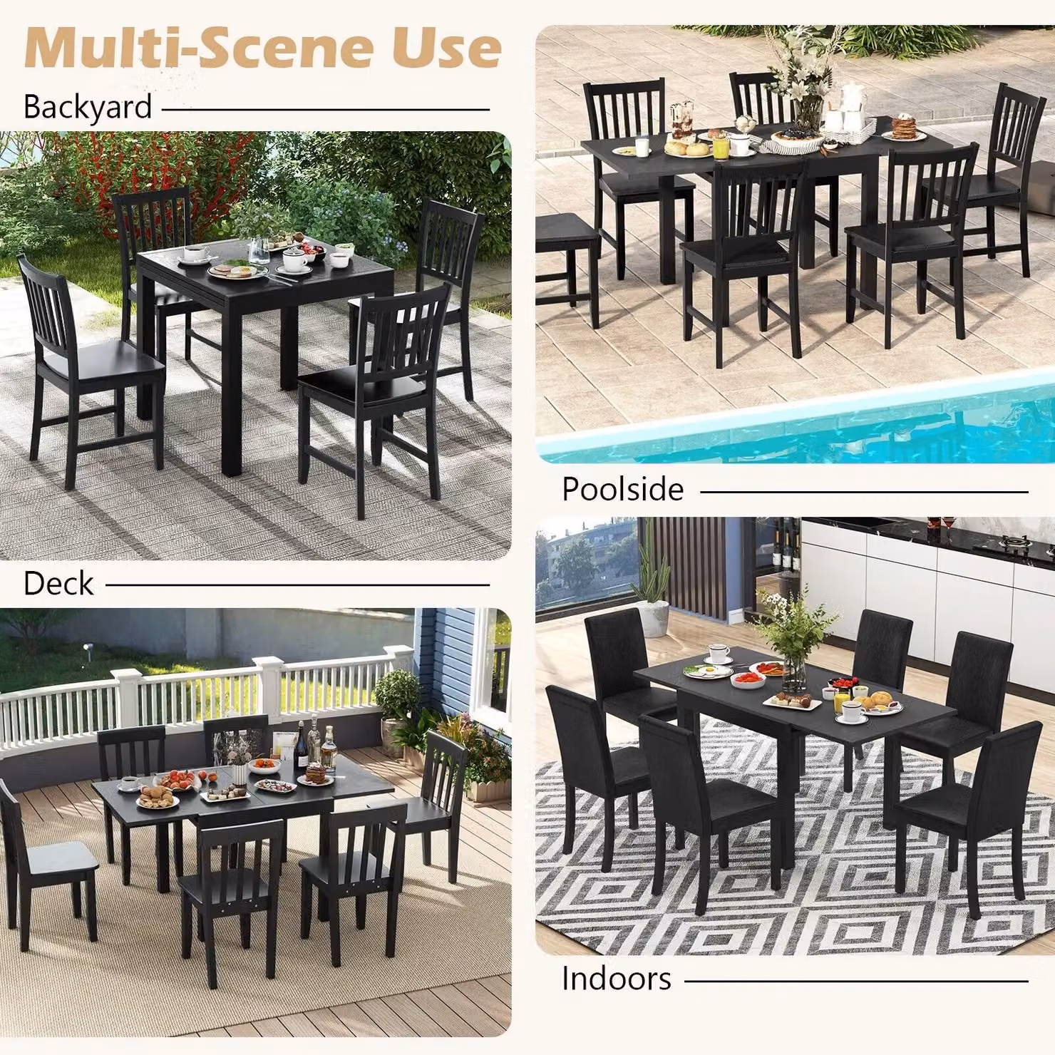 Gymax Expandable Grey Aluminium Patio Dining Table for 4-6 People – 2