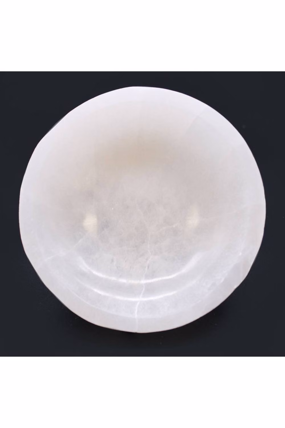 KDMD White Selenite Round Stone Bowl, Diameter: 15 cm – 2