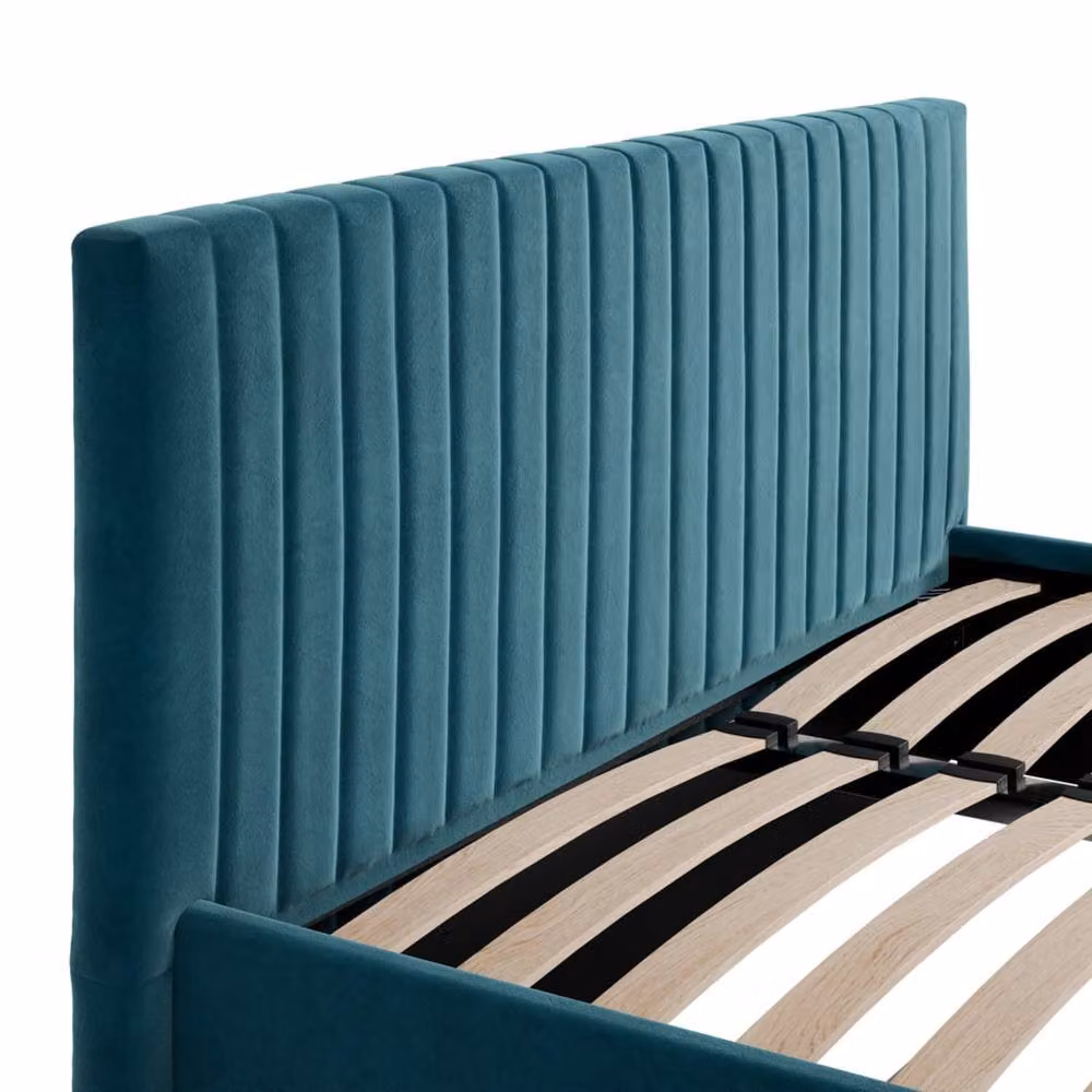 Wyld Haus Dublin King Ottoman Bed in Petrol Teal Velvet with Ribbed Headboard, W/D/H: 180 x 200 x 168 cm – 3