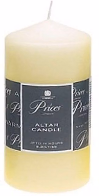 Price's Unscented Smokeless Non Drip Altar Pillar Candle, Cream, H 15 cm x W 8 cm x D 8 cm