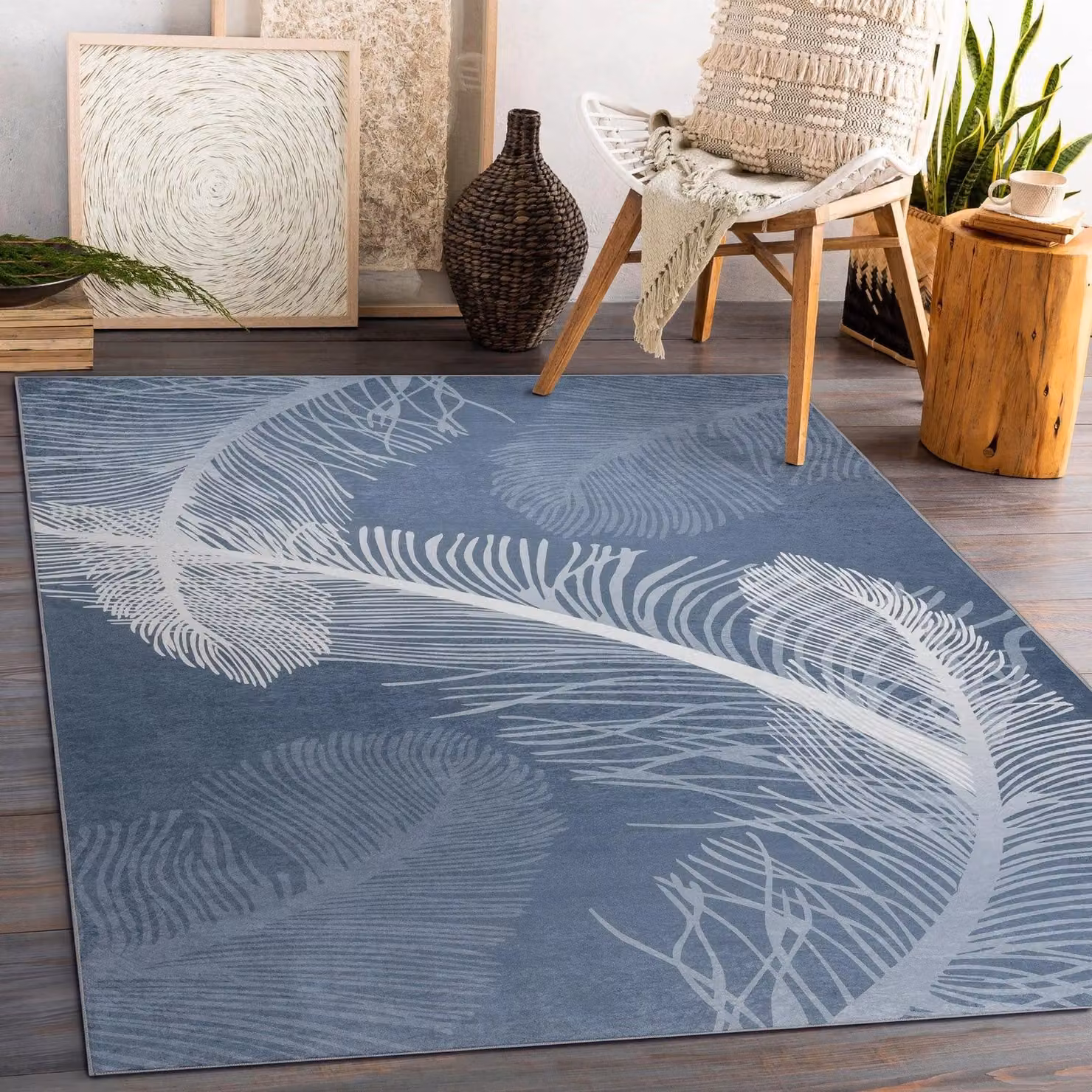 RugsX Andre Abstract Modern Blue Rectangular Rug, W: 120 cm, L: 170 cm – 3