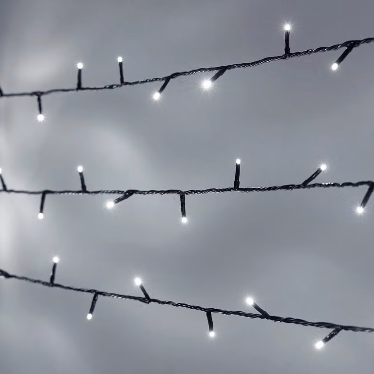 Lights4fun Essential Connect 500 White Connectable Fairy Lights with Green Cable and Timer