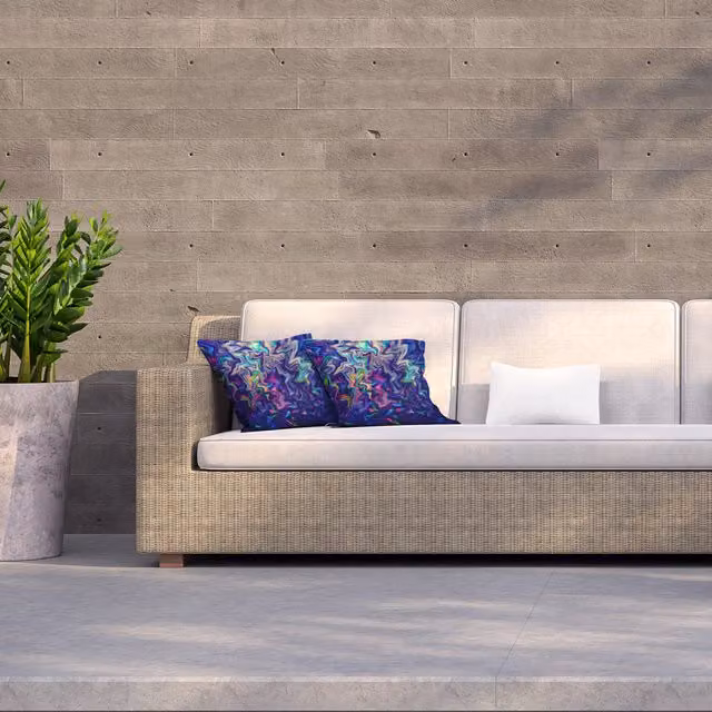 Benjamin Tate Design LTD Blue Marbled Multicoloured Shine Stone Outdoor Cushion, W: 60 cm, H: 60 cm