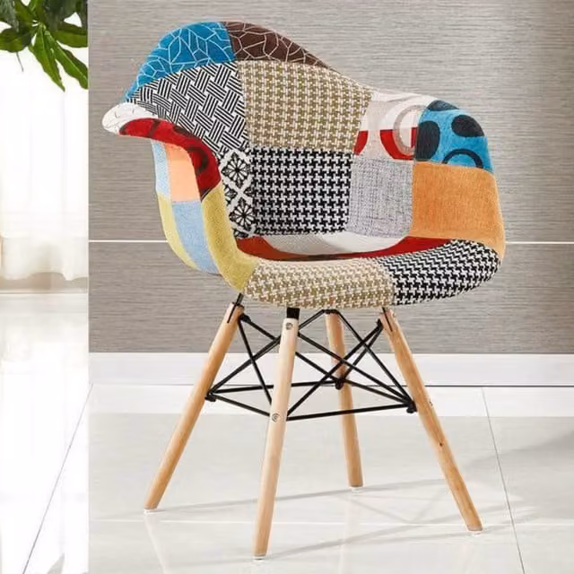 Life Interiors Moda Patchwork Tub Dining Chair in Multicolour Abstract Fabric