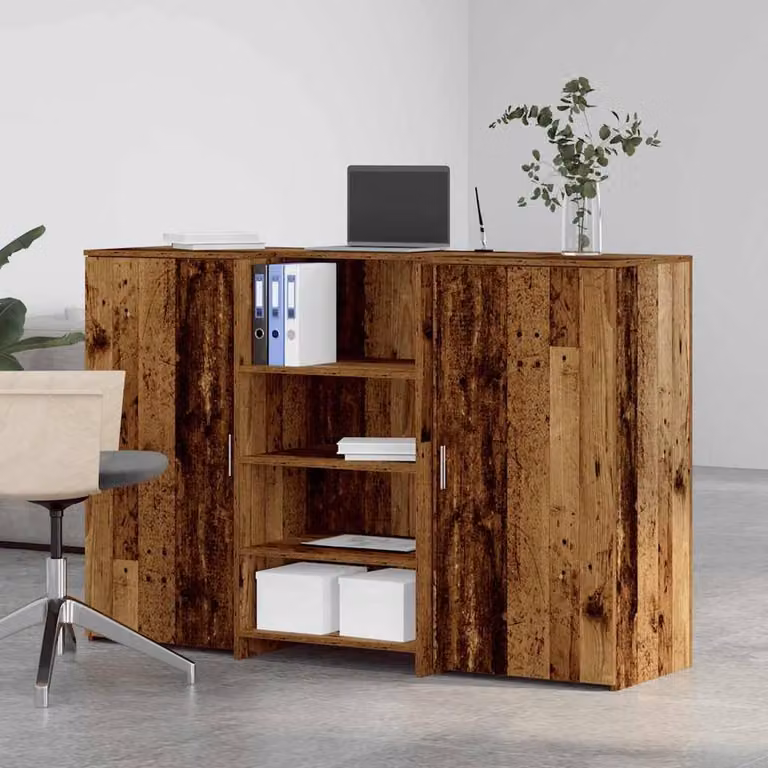 Berkfield Home Reception Desk in Brown Old Wood, W/D/H: 155 x 50 x 103.5 cm
