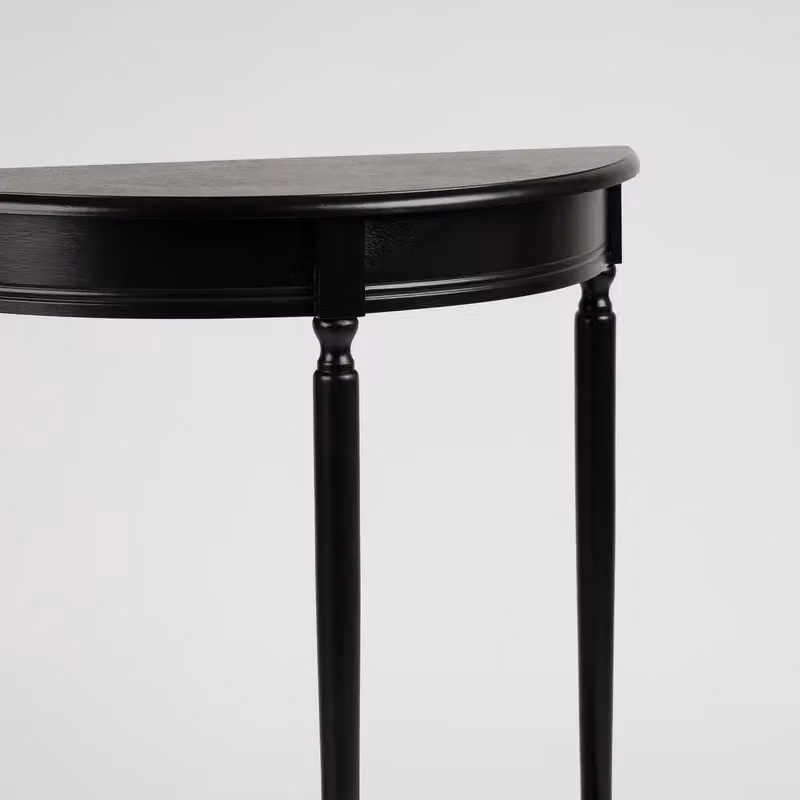 Scottish Everlastings Ltd Black Matt Wood Half Round Hallway Table, W/D/H: 71.0 x 25.5 x 68.5 cm – 3