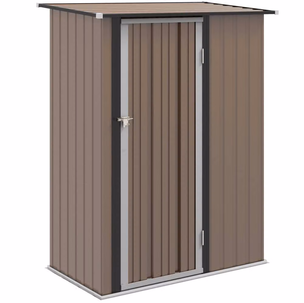 STILVORA Brown Galvanised Steel Garden Storage Shed with Sloped Roof and Single Door – 4