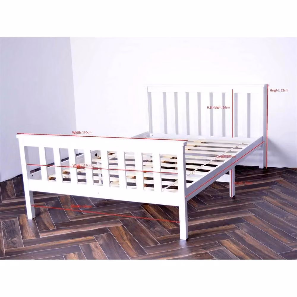 FLAVORA White Solid Pine Wooden Cot Bed Frame, W/D/H: 120 x 200 cm – 4