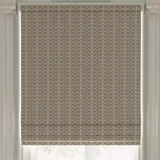 Orla Kiely Linear Stem Made to Measure Blackout Roman Blind in Latte and Beige