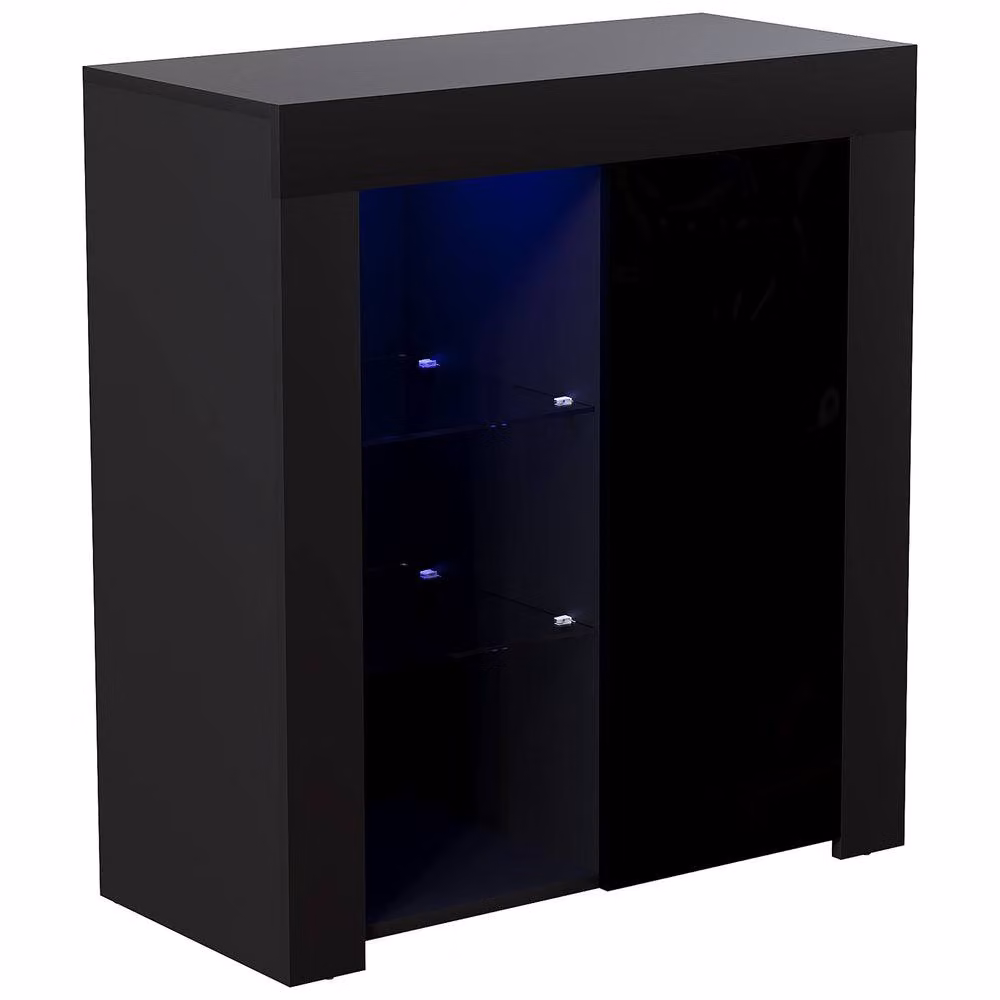 HD Designs Vida Designs Azura Black Glossy 1 Door LED Sideboard with Integrated Lighting – 2