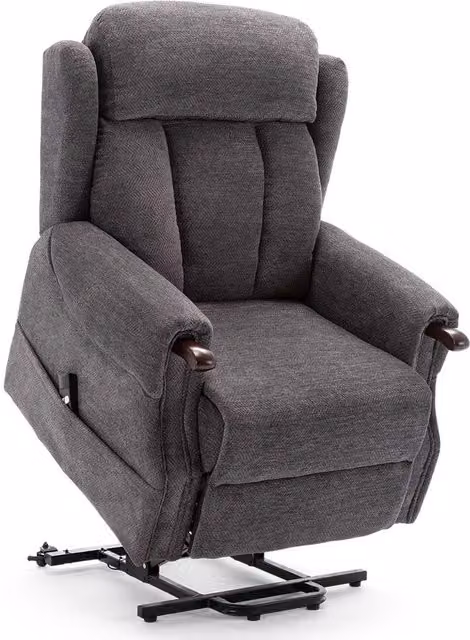 More4Homes Halton Single Motor Electric Rise Recliner Fabric Armchair in Grey