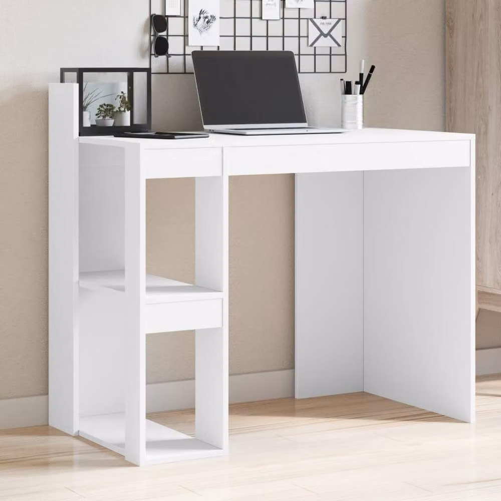 Berkfield Modern White Computer Desk in Engineered Wood W/D/H: 103.5 x 56.5 x 94 cm – 2