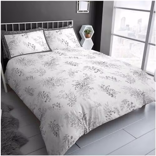 Gaveno Cavailia Reversible Floral Duvet Cover Set in Grey, Double Bedding with Pillowcases, W/D/H: 200 x 200 cm and 50 x 75 cm