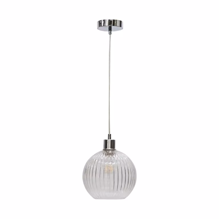 First Choice Lighting Polished Chrome Ceiling Pendant Flex Suspension Kit for E27 Shades in Silver