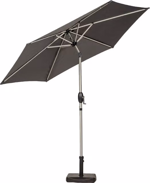 Royalcraft Grey Crank and Tilt Parasol with Brushed Aluminium Pole, 250 cm