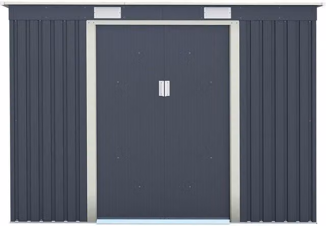 Cheshire Metal Pent Shed with Double Doors in Dark Grey