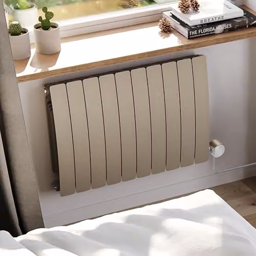 Terma Bergamo E Electric Radiator with Wifi and App Control, Quartz Mocha, W/H: 80 x 59 cm, 1.2 kW