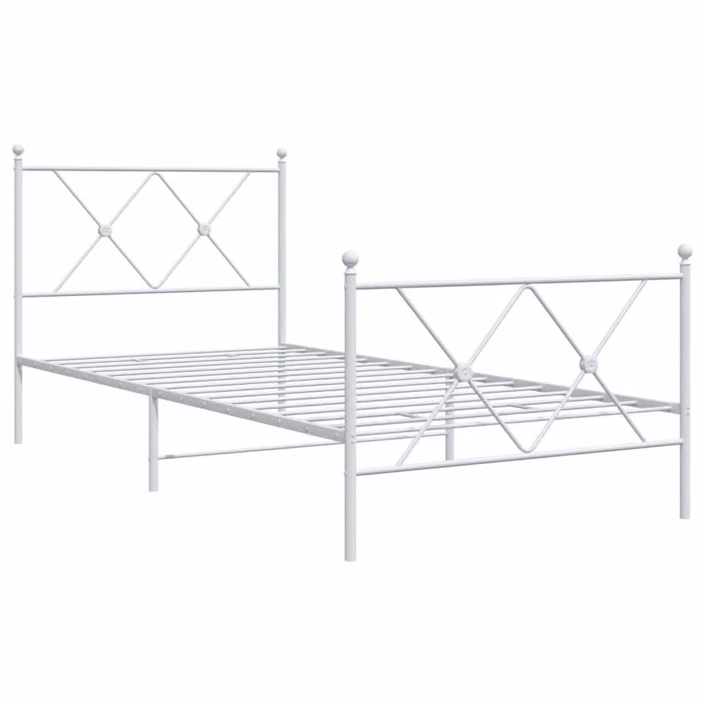 Berkfield Home Metal Bed Frame with Footboard, White, W/D/H: 90 x 200 cm – 3