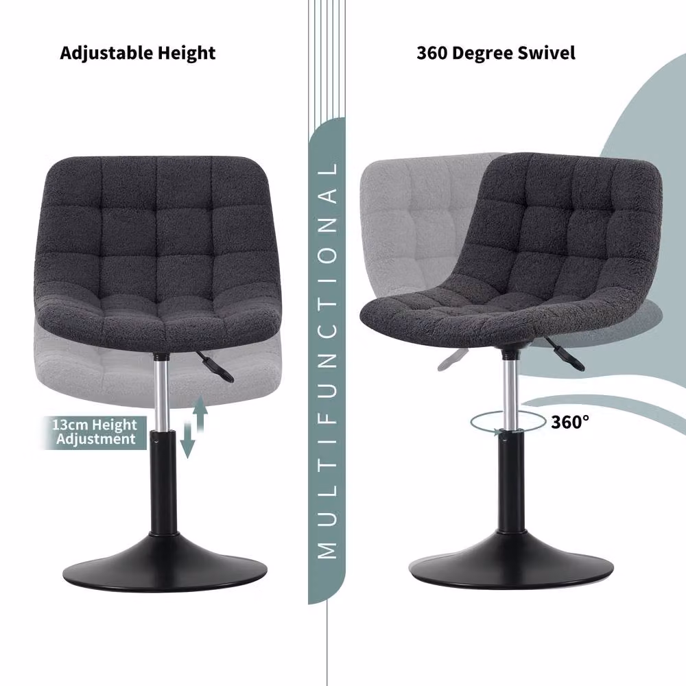 MCC Direct Drake Height Adjustable Dressing Table Chair in Grey Fabric – 3