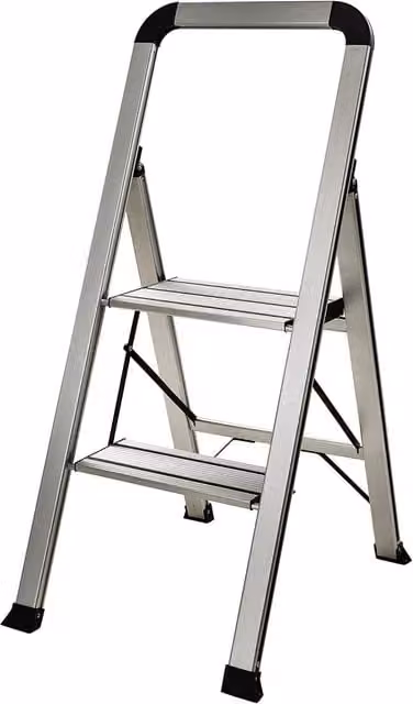 Bergman Tools Slimline Aluminium Step Ladder in Silver, Height: 94 cm