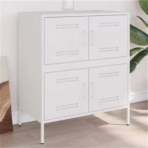 vidaXL Industrial White Metal Sideboard, W: 68 cm, D: 39 cm, H: 79 cm – 2