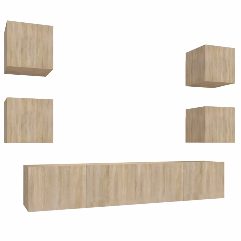 Berkfield Home 6 Piece Sonoma Oak TV Cabinet Set in Brown – 2
