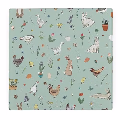 Purely Home Easter Animals Large Square Glass Worktop Protector in Multicolour, W/D/H: 30 x 30 x 1 cm – 1