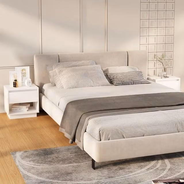 Berkfield Home Set of 2 White Bedside Cabinets in Engineered Wood, W: 45 cm, D: 34 cm, H: 44 cm – 1