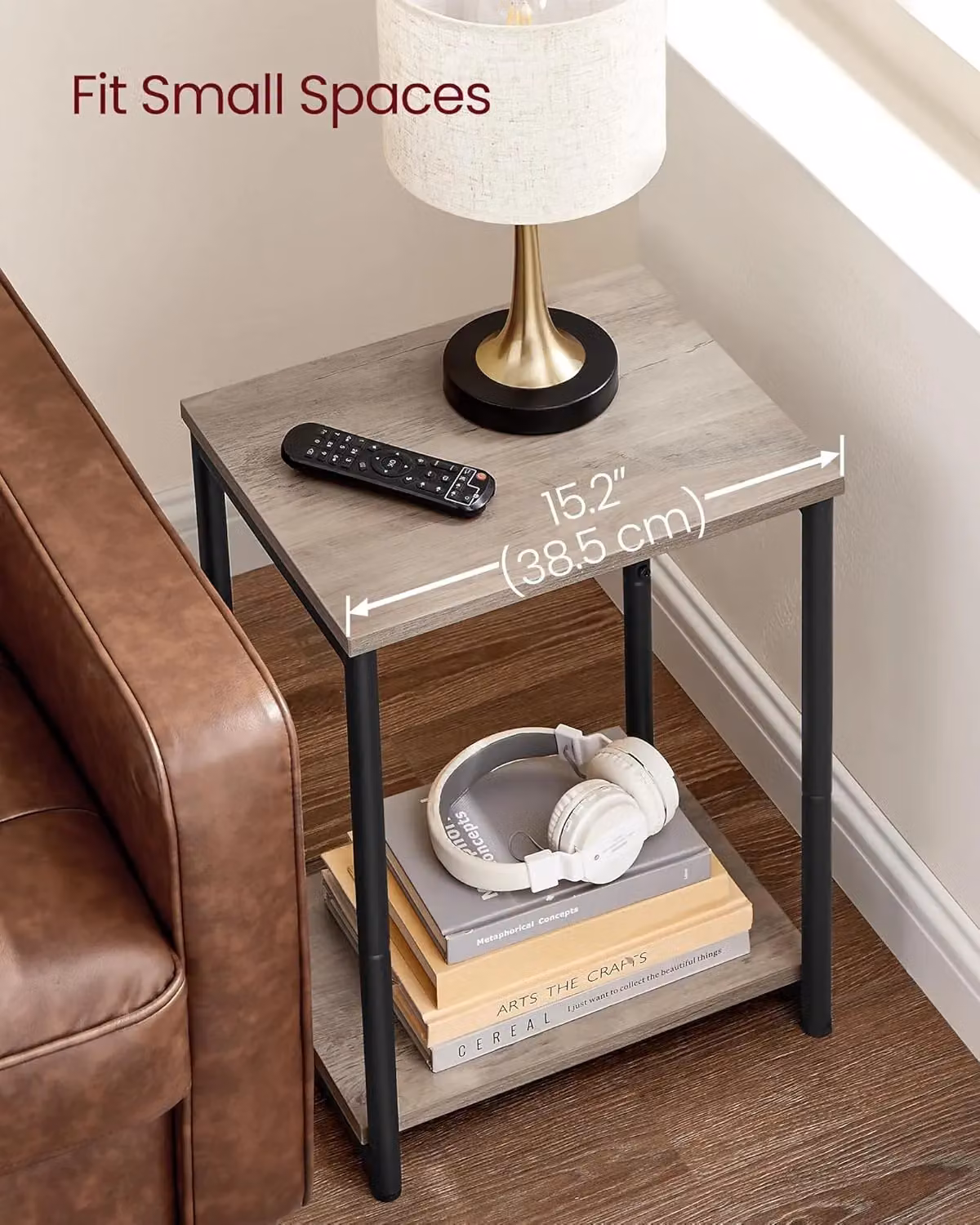 VASAGLE Set of 2 Industrial 2-Tier Side Tables with Steel Frame in Fawn – 6