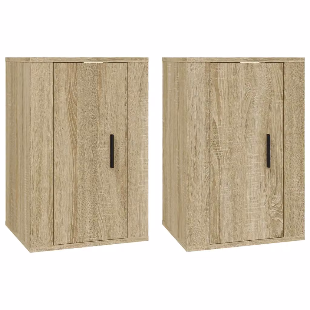 Berkfield Home Set of 2 Wall Mounted TV Cabinets in Sonoma Oak Brown, W: 40 cm, D: 34.5 cm, H: 60 cm – 2