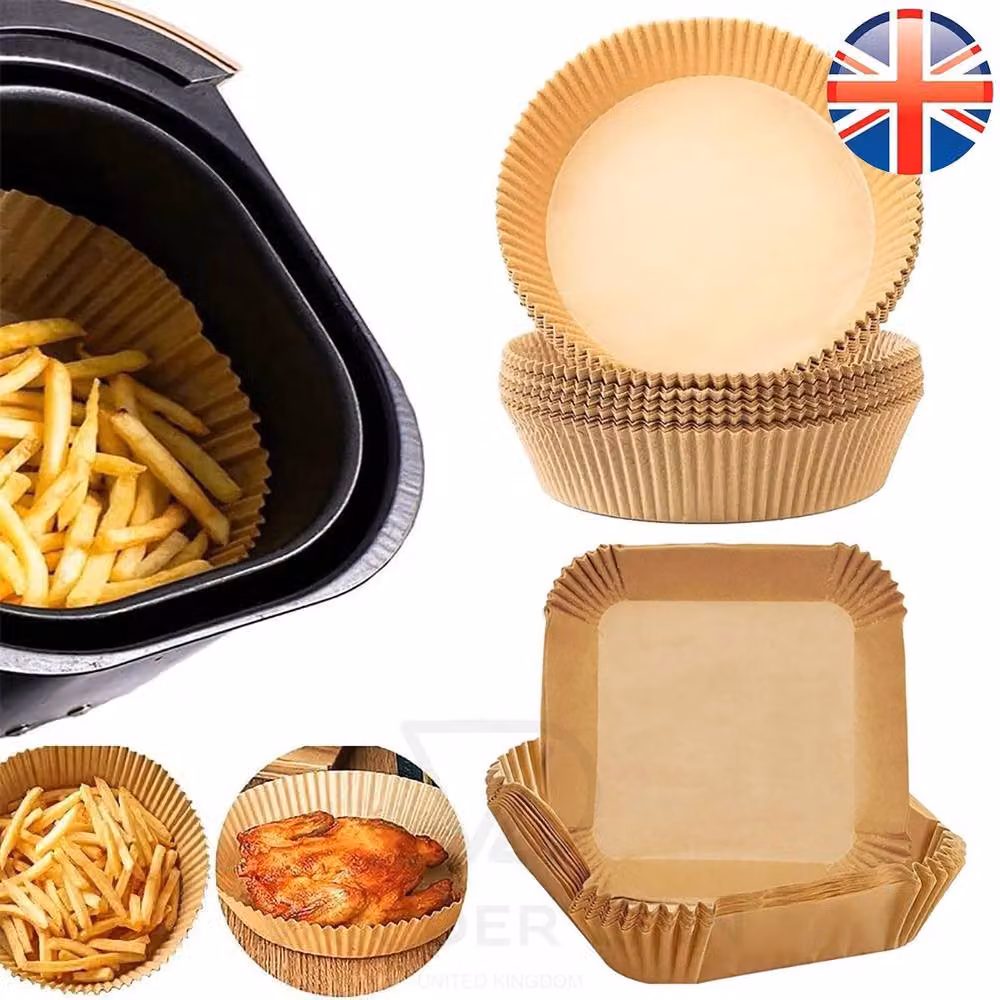 YnysTec Disposable Non Stick Air Fryer Paper Liners for Ninja, Brown, 100 Pieces – 6