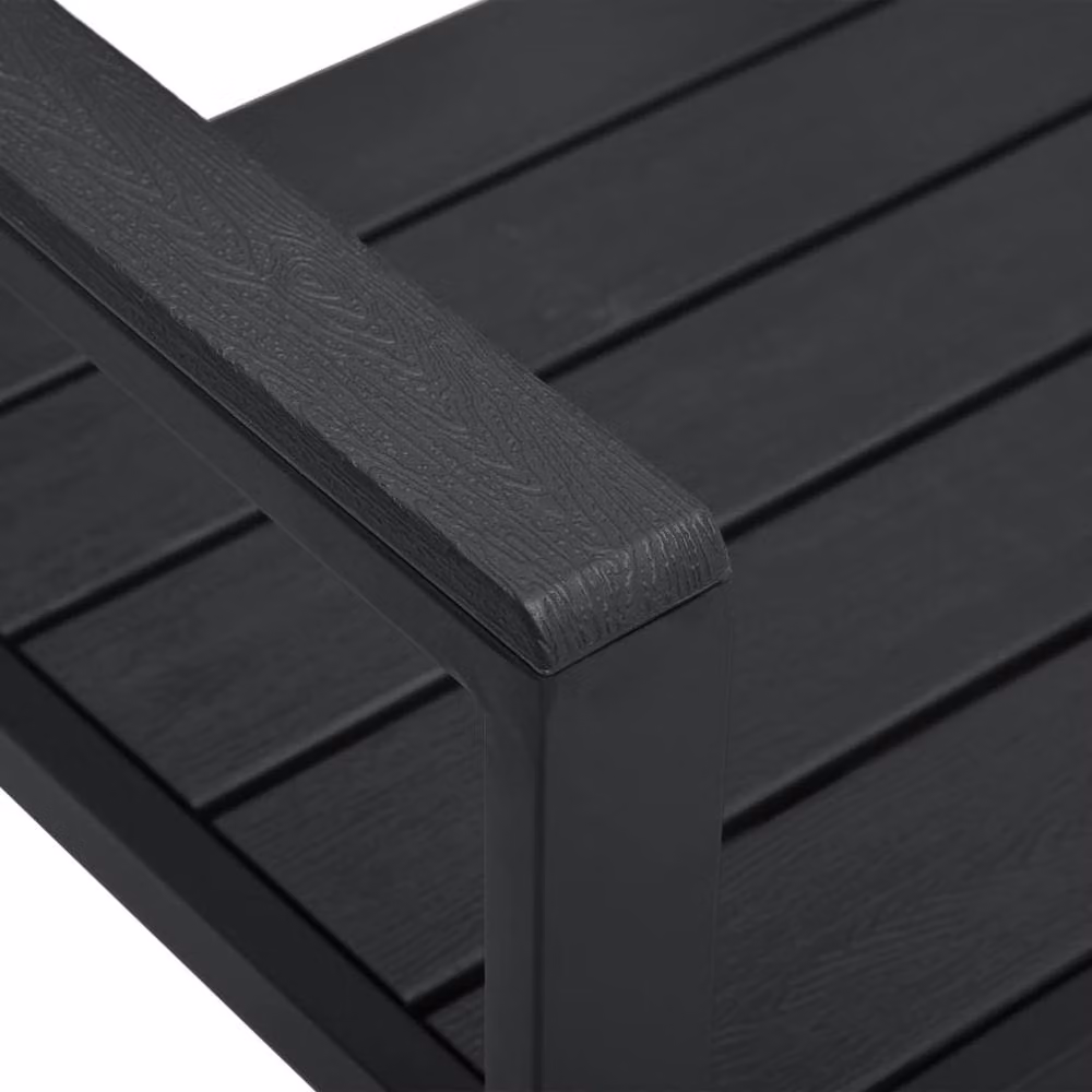 Berkfield Home Modern Garden Bench in Black Wood Look HDPE and Steel, Width: 120 cm – 4