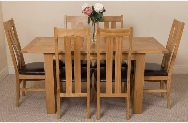 Thats Furniture Hampton Oak Extending Dining Table and 6 Princeton Chairs, Brown