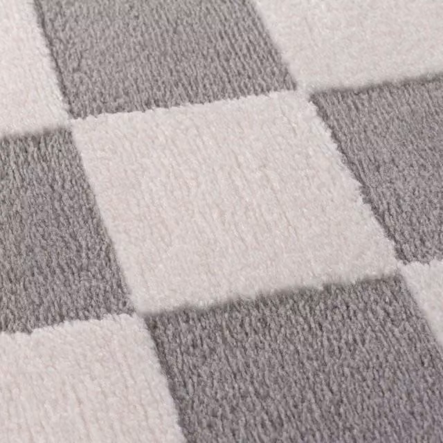 The Rugs Loft Grey Checkerboard Textured Modern Polyester Rug