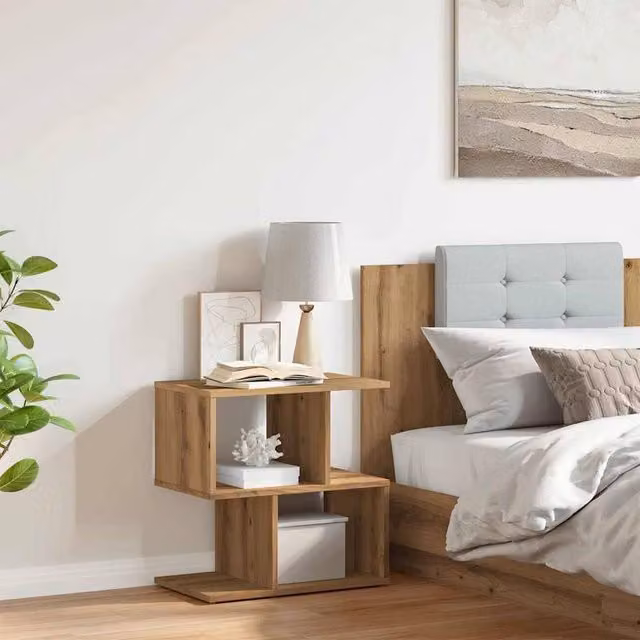 Berkfield Home Classic Bedside Cabinet in Artisan Oak Brown, W/D/H: 50 x 30 x 51.5 cm – 1