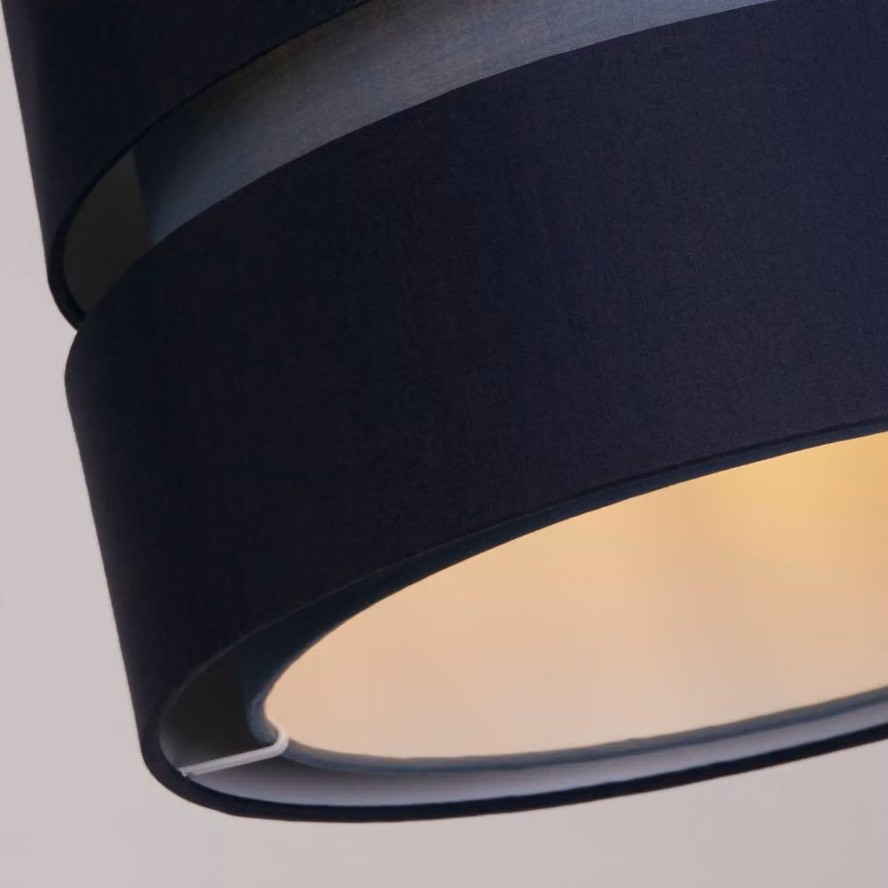 Lighting Collection Blue and White 2 Tone Gap Tier Drum Fabric Cylinder Lampshade, Diameter: 30 cm – 2