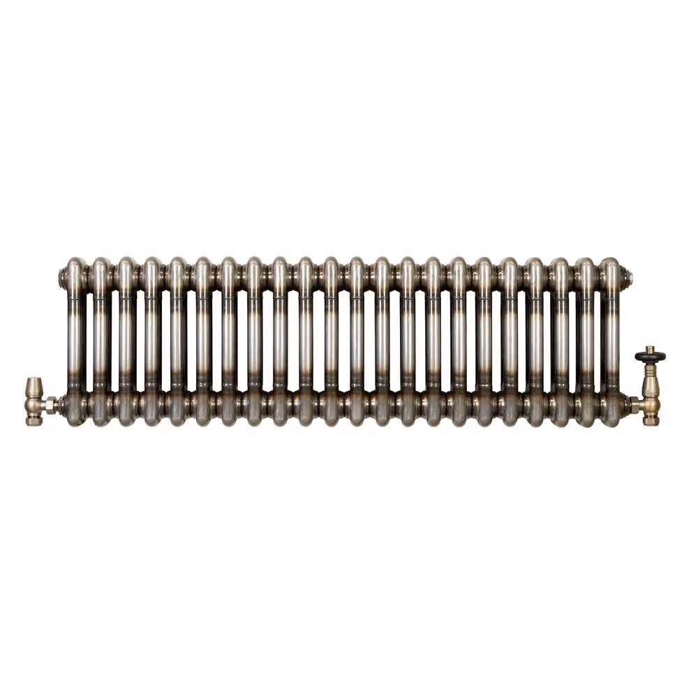 Monstershop Traditional 2 Column Steel Radiator and Integrated Valves in Silver, H x W: 101 x 30 cm – 2