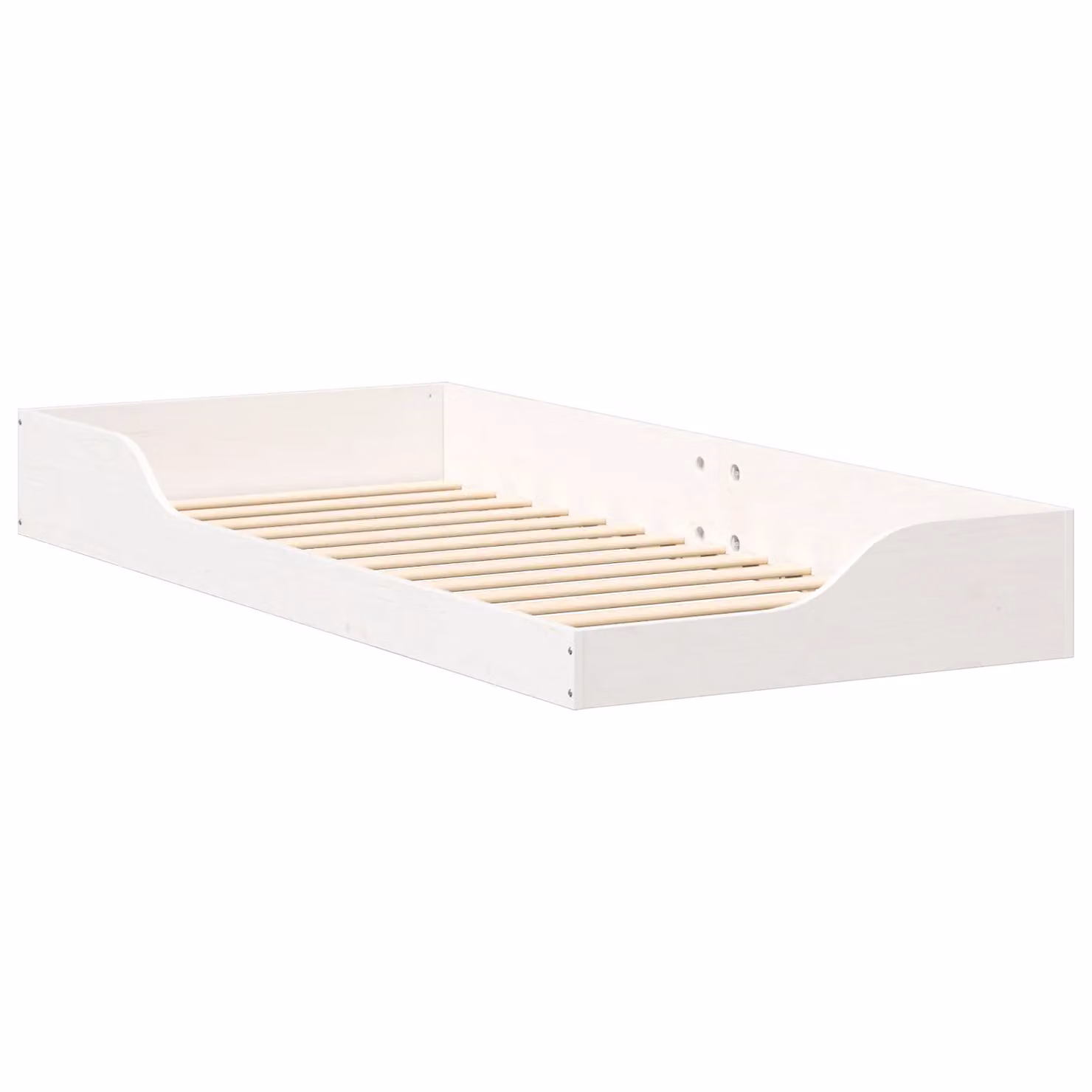 Berkfield Home White Solid Pine Wood Floor Bed Frame W: 80 cm, L: 210 cm – 2