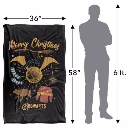 Warner Bros. Harry Potter Merry Christmas From Hogwarts Super Soft Fleece Throw Blanket, Multicolour, W: 91.44 cm, L: 147 cm – 4