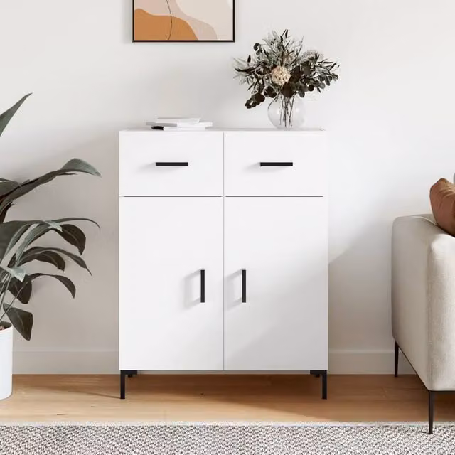 Berkfield Home White Modern Sideboard in Matt Engineered Wood W/D/H: 69.5 x 34 x 90 cm – 1