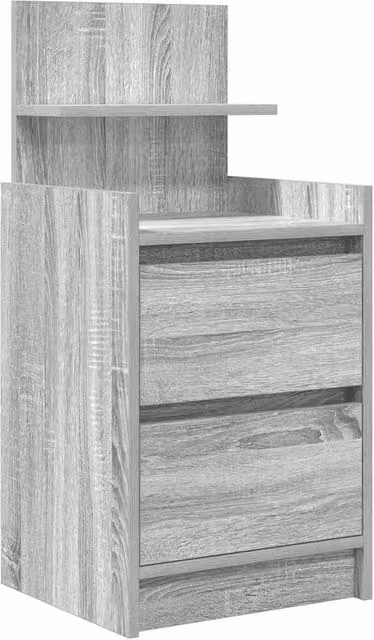 Berkfield Home Bedside Cabinet with 2 Drawers, Grey Sonoma, W/D/H: 38 x 34 x 80 cm
