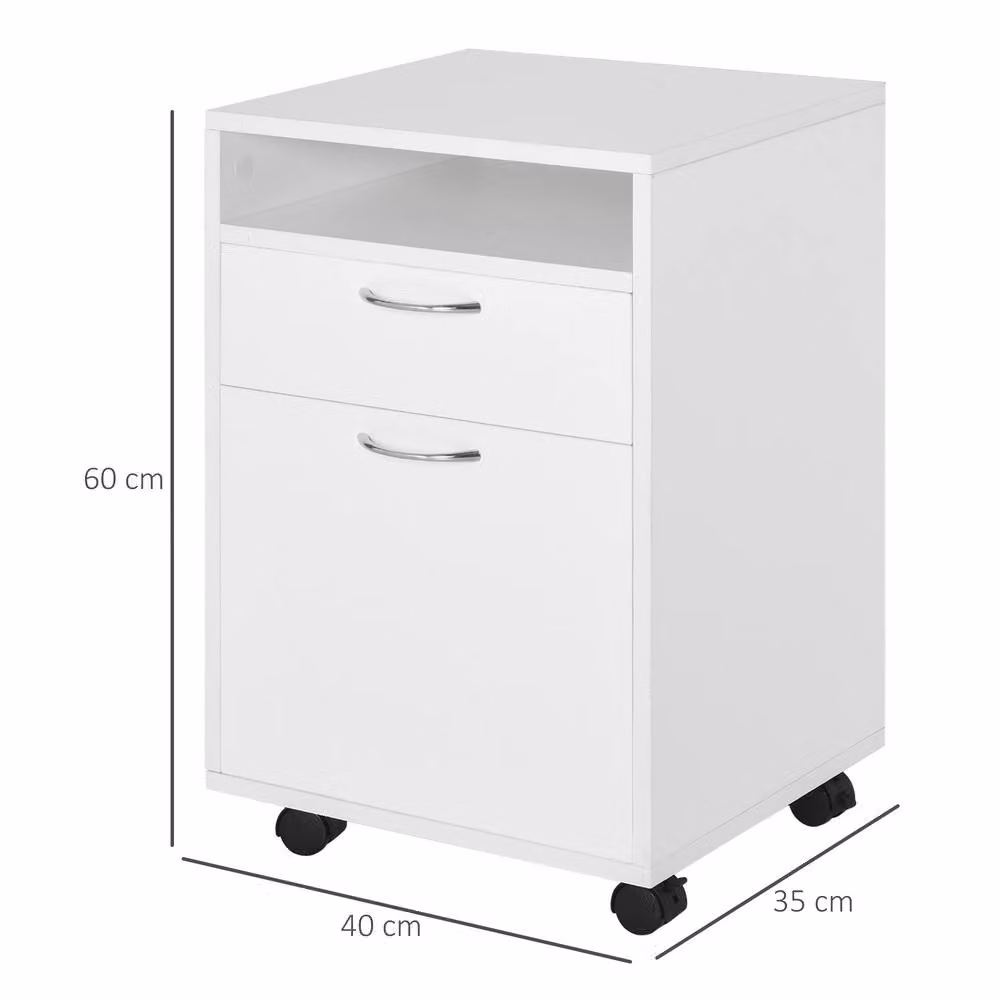 STILVORA White Modern Filing Cabinet with Drawer, Hinged Doors and Internal Shelves, W/D/H: 60 x 35 x 40 cm – 3