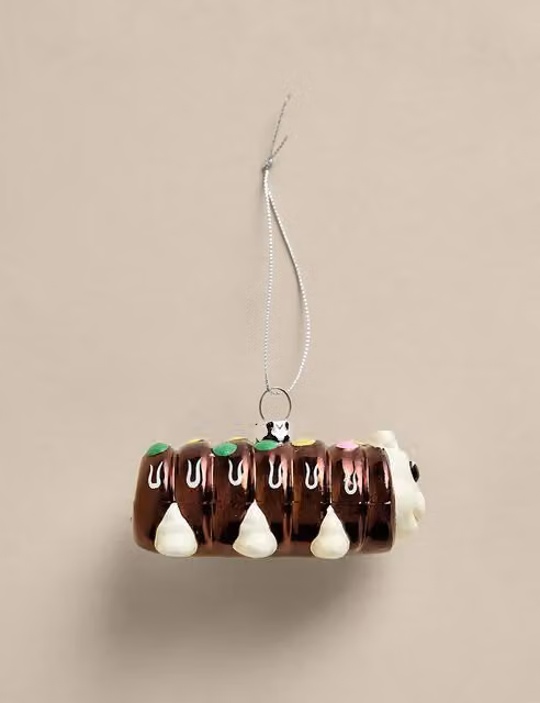 M&S Colin the Caterpillar Ceramic Hanging Christmas Tree Decoration, Brown Mix