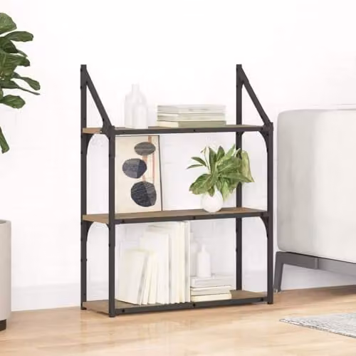 vidaXL Wall-Mounted Artisan Oak Wall Shelf, Brown, W: 60 cm, D: 21 cm, H: 78.5 cm – 2
