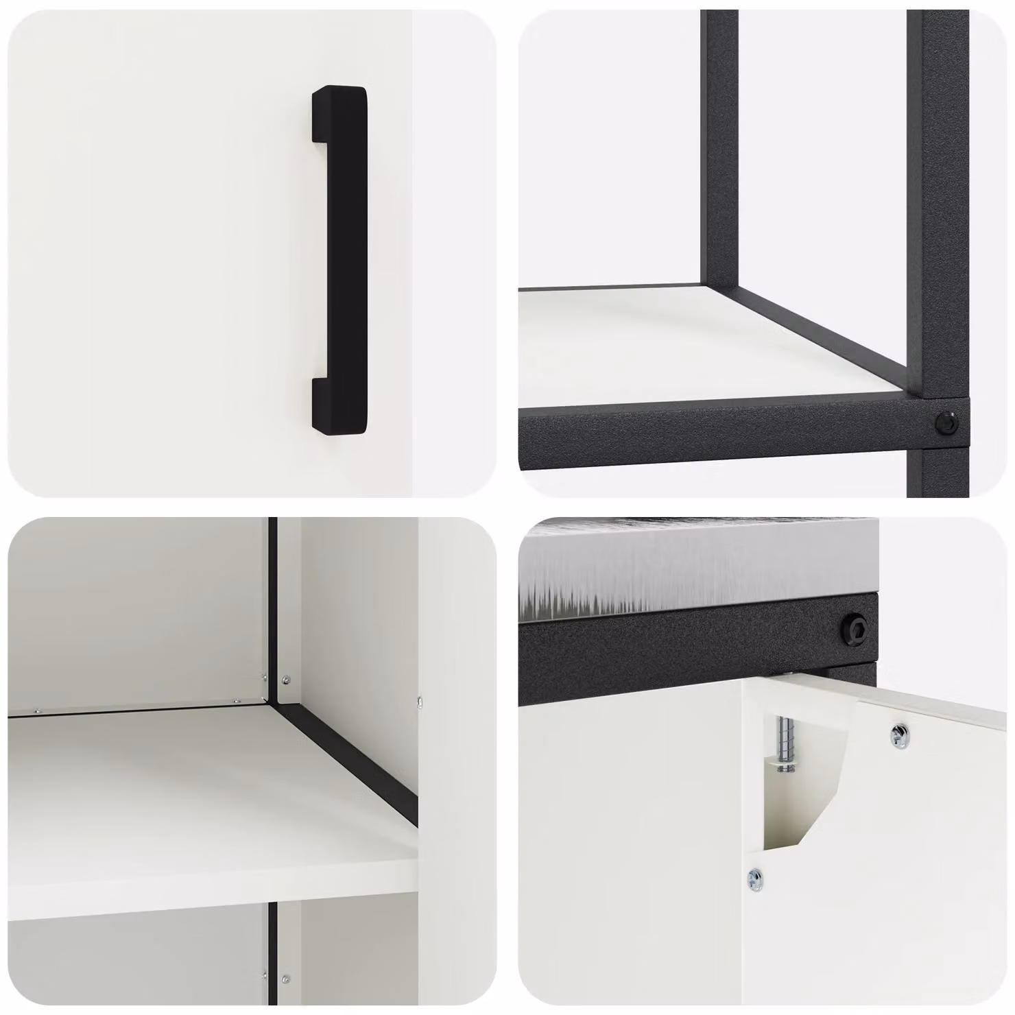 Berkfield Home 2-Piece Modern White Matt Metal Storage Unit with Adjustable Shelves and Hinged Doors – 3