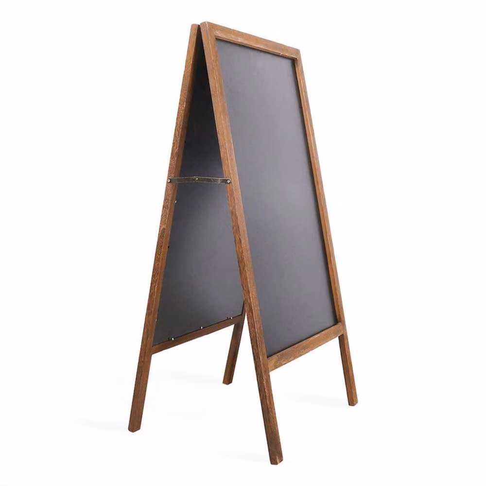 FLAVORA Brown Wooden Free Standing A-Board Pavement Display Chalkboard – 2